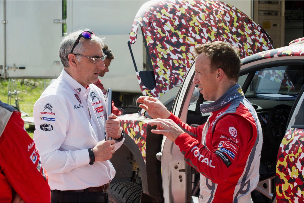 Dungannon man Kris Meeke (right) discusses set up with Citroen Racing 