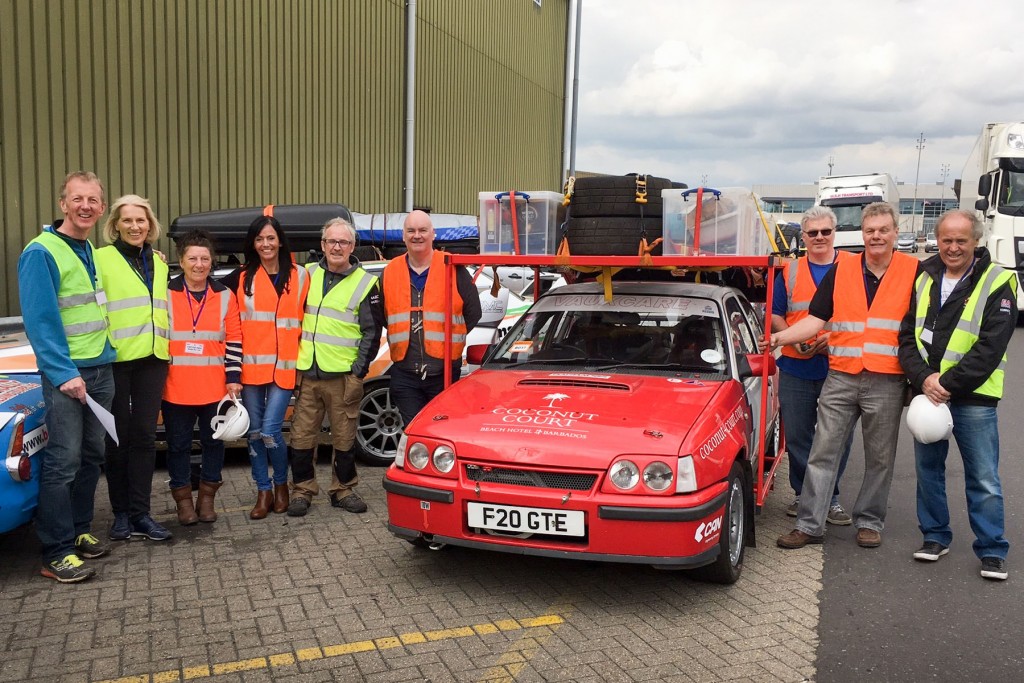 Some of the helpers including - Organiser Martin Stockdale (second right), Nigel Worswick (left of car) and Andrew and Melissa Costin-Hurley (first and second left)