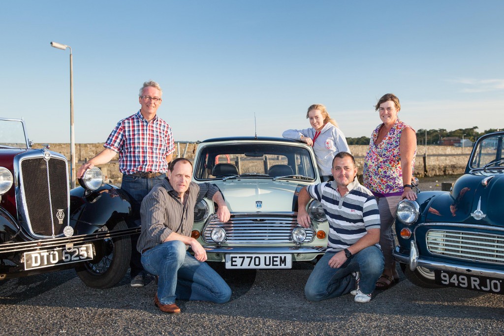 L-R; Organisers Mark Lemon, Alan Finlay and Richard Harrison along with Katie Lemon and the Morris Minor Club’s NI secretary Susan Shepherd who is supporting the event