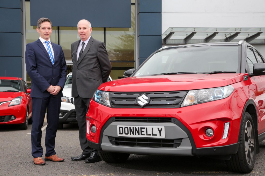 Donnelly Group acquires SMW Suzuki in Belfast from the Agnew Group: Paul Compton, Site Director at Donnelly Group Boucher Road and Stephen Robinson, National Sales Manager at Suzuki GB PLC at the new Donnelly Suzuki showroom at Boucher Road. The showroom is the third Suzuki site for the Donnelly Group, alongside Eglinton and Newtownabbey. Suzuki has been a manufacturing partner of Donnelly Group since 2005.