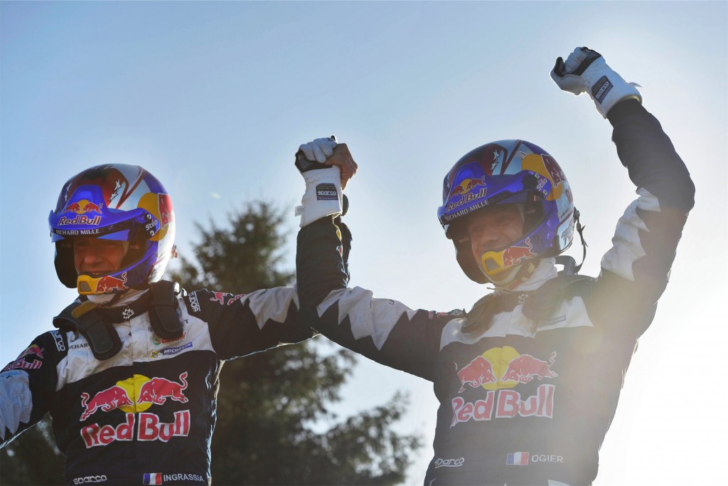 Julien Ingrassia and Sébastien Ogier celebrate a fifth WRC crown