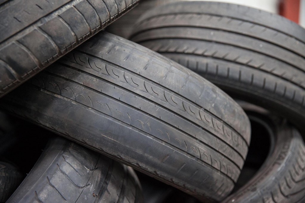 Illegally worn tyres stacked up in a local tyre depot, they remove these dangers on a daily basis...