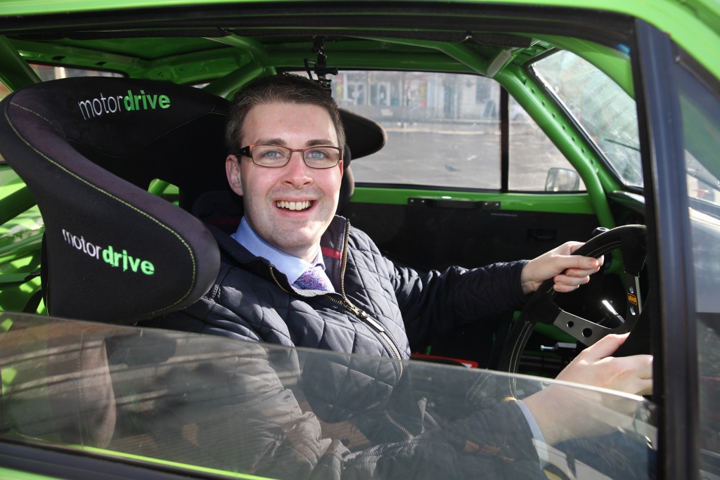 Councillor Robert Adair in the driving seat of a Ford Escort MkII competition car. picture:Jonathan MacDonald