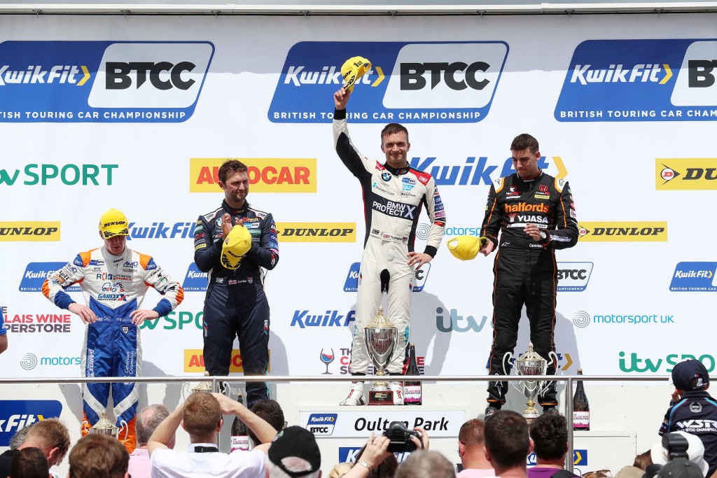 Turkington on the top step, flanked by stablemate Jordan and Honda's Cammish