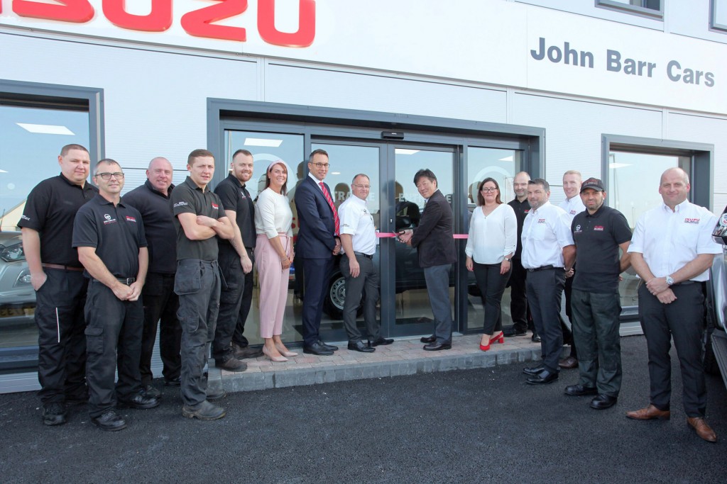 The official opening of John Barr Cars new showroom by Mikio Tsukui, Managing Director and CEO Isuzu Europe and UK Managing Director, William Brown.